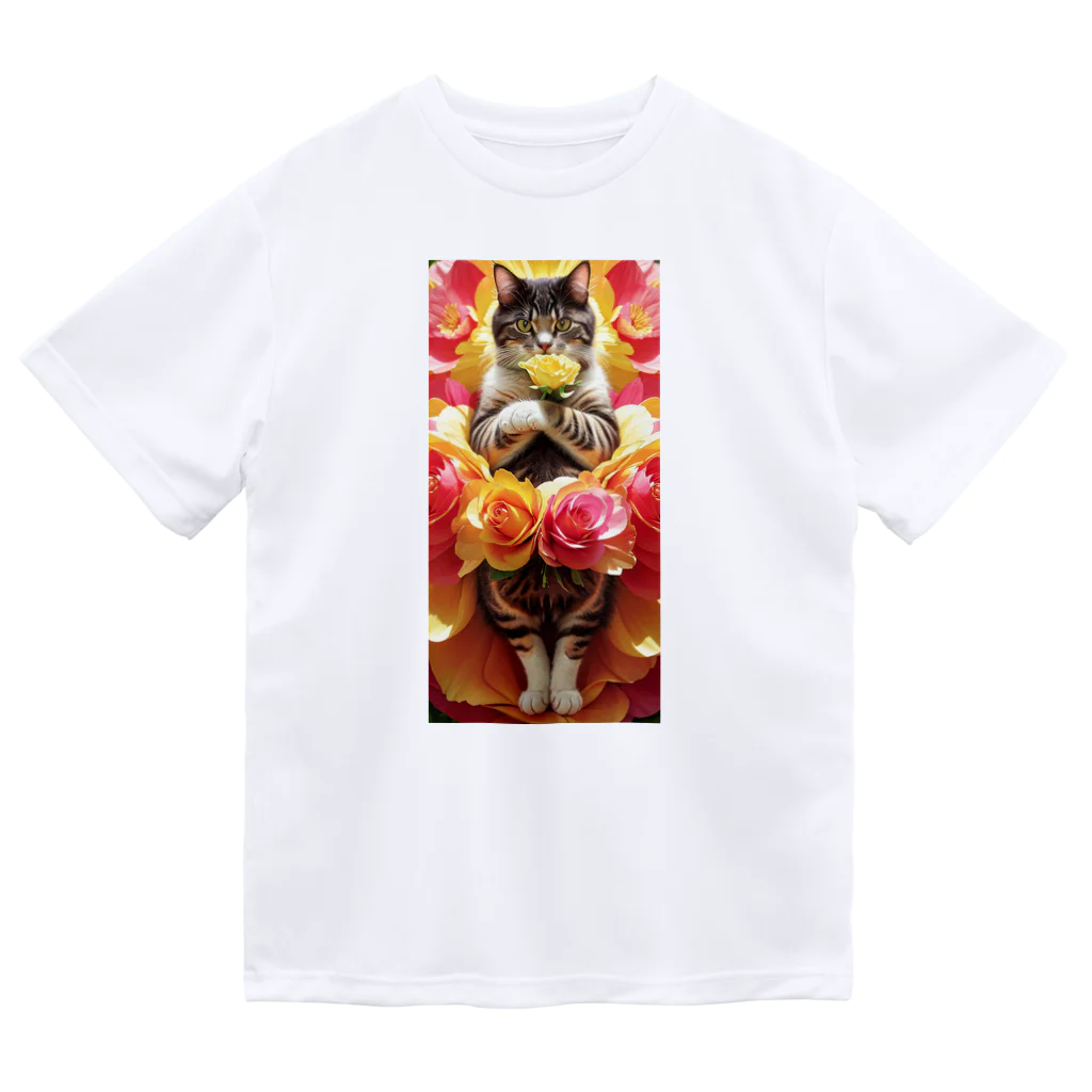 ukeroのフラワーキャット077 Dry T-Shirt