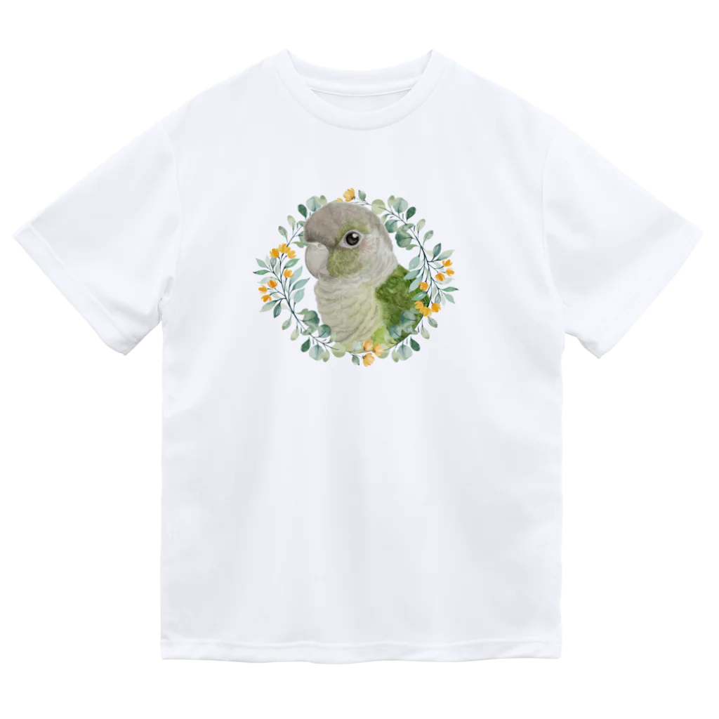 mariechan_koboの037 ウロコインコシナモン オレンジ小花のリース ドライTシャツ