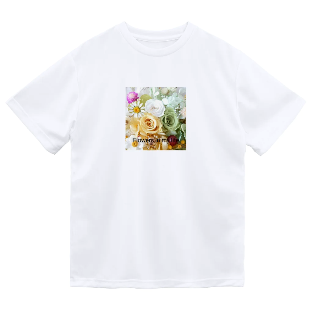 meke flowersのレモンイエローとアップルグリーン　ロゴ入り Dry T-Shirt