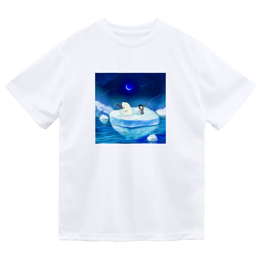 NORIMA'S SHOP の流氷の上で魚釣りを楽しむ、しろくま君とペンギンちゃん Dry T-Shirt