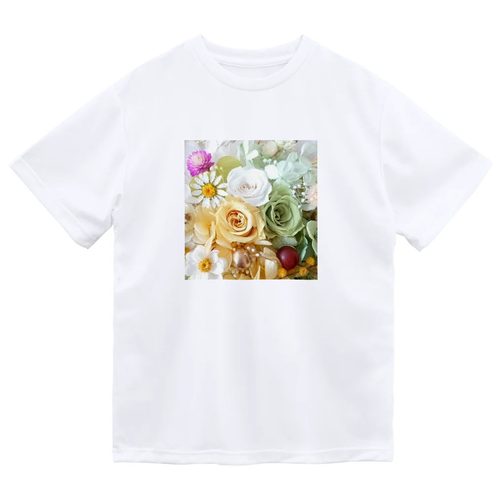 meke flowersのレモンイエローとアップルグリーン　ローズシリーズ Dry T-Shirt