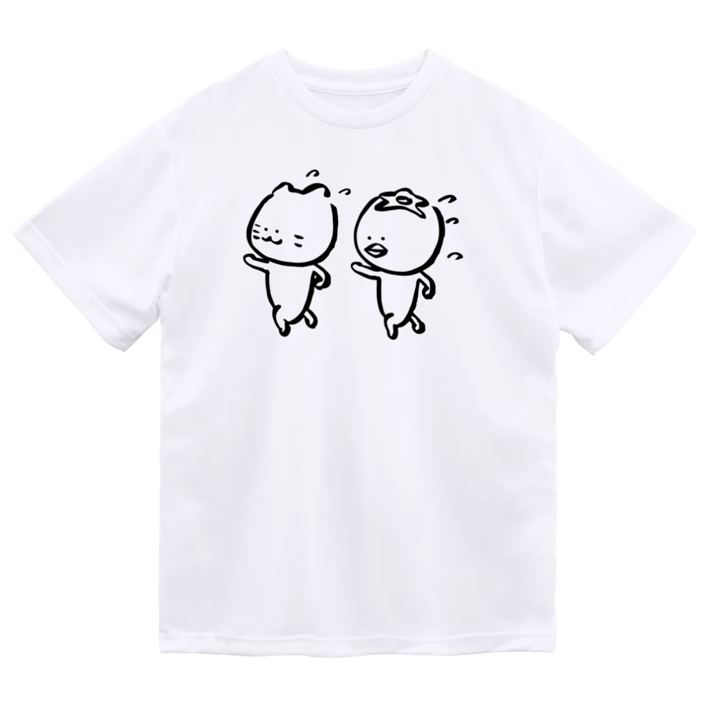 ししゃもねこ社の筆描きかぱお＆ふつうのねこ ドライTシャツ