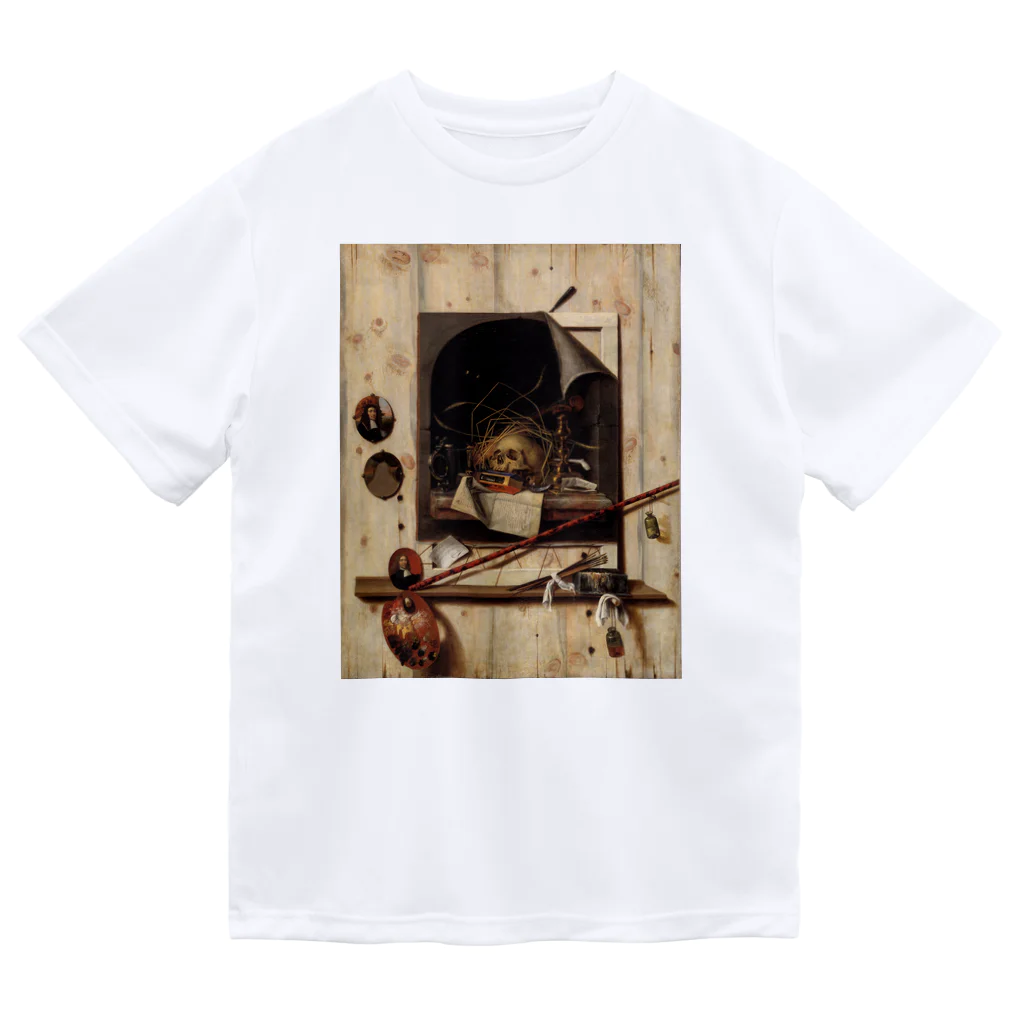 世界美術商店のヴァニタス画のあるアトリエの壁 / Trompe l'oeil with Studio Wall and Vanitas Still Life Dry T-Shirt