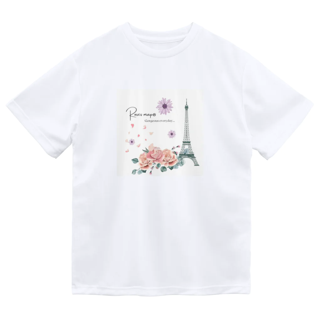 Roses_mapの薔薇とエッフェル塔 ドライTシャツ