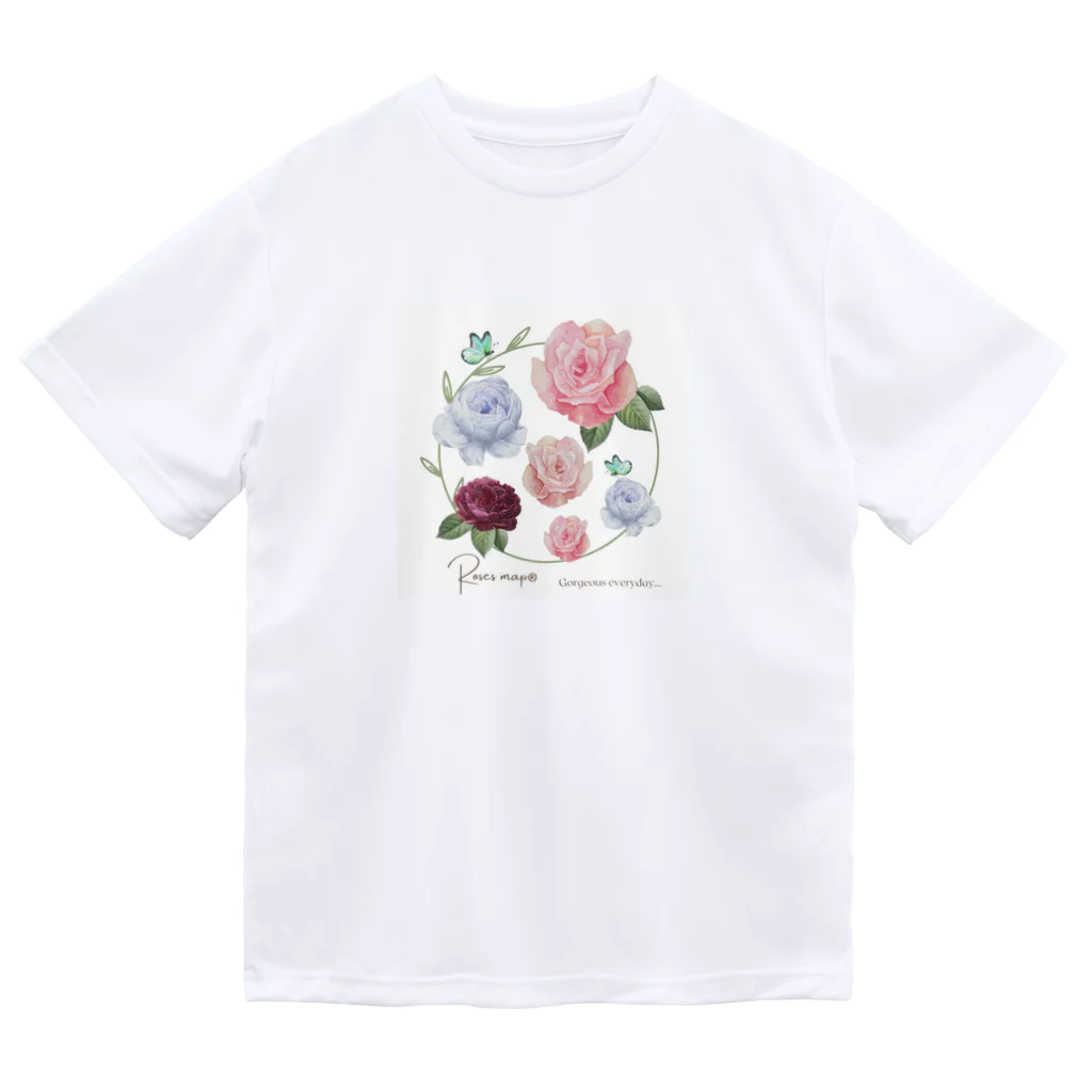 Roses_mapの舞う薔薇とチョウチョ ドライTシャツ