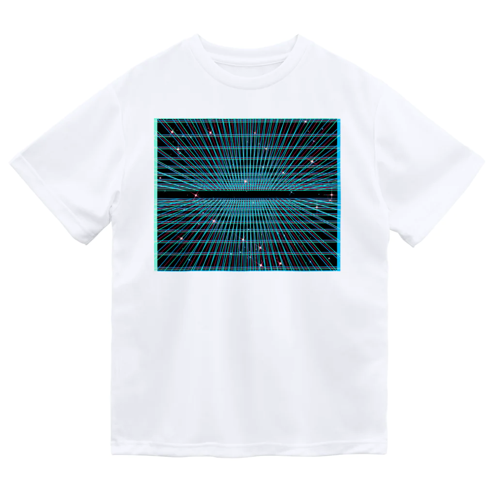 LalaHangeulの遠近グリッドのネオン宇宙 Dry T-Shirt