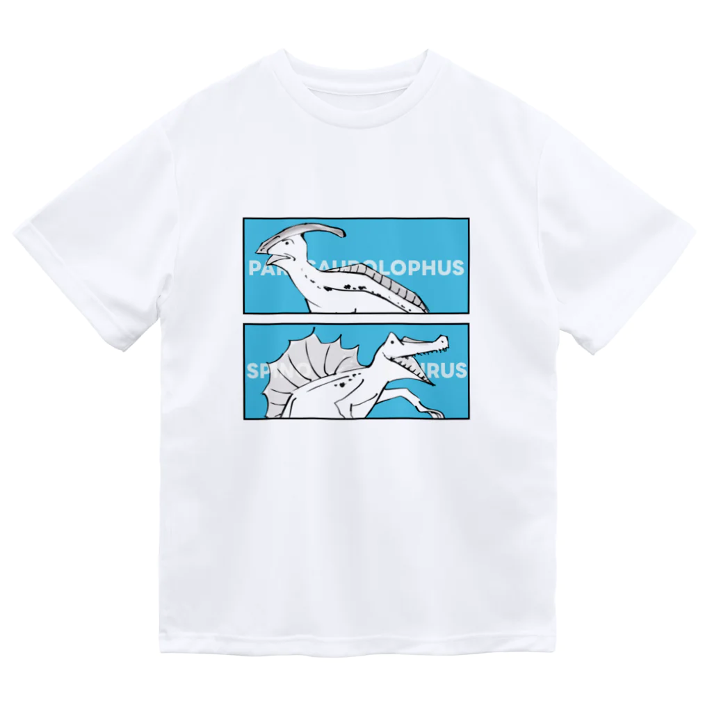 彩葉-IROHA-の戯画ザウルス(パラサウロロフス・スピノサウルス) ドライTシャツ