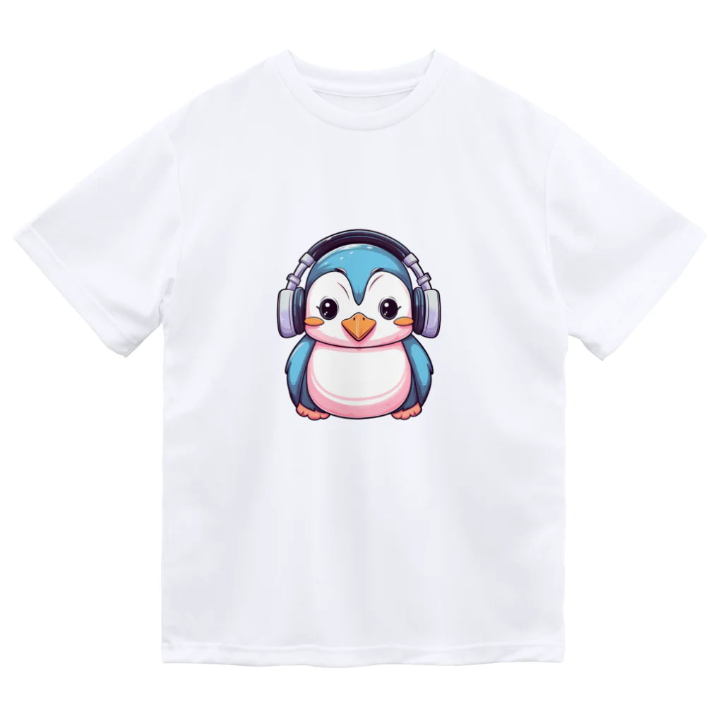 Vasetti_pressのヘッドホンを付けているペンギン Dry T-Shirt