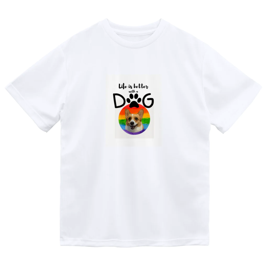 コーギーブレッド（もこもこーぎー）のLIFE WITH BETTER corgidog Dry T-Shirt