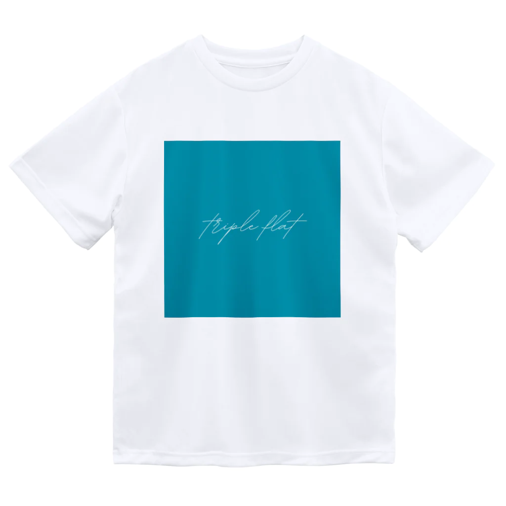 ♭♭♭(トリプルフラット)の英字ロゴ（ブルー） Dry T-Shirt