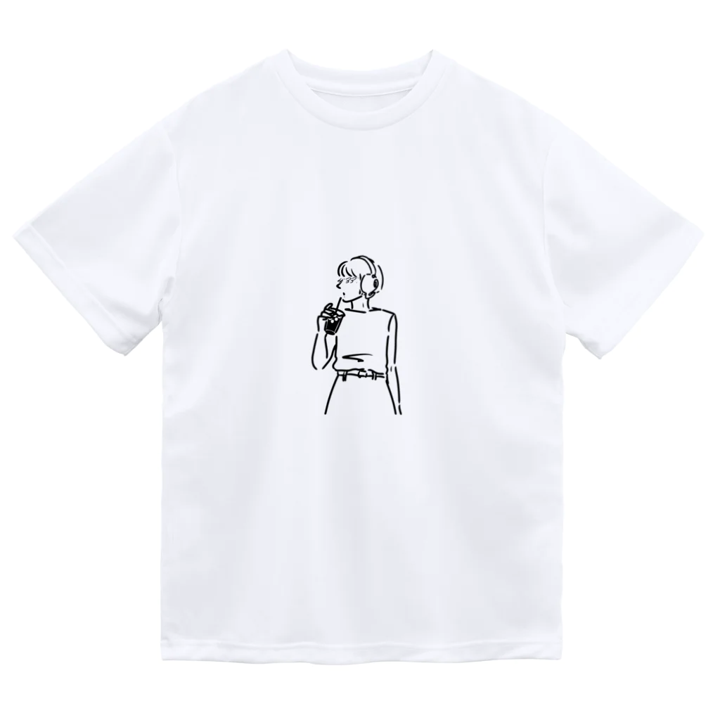 4'33"./ヨンサンサンのコーヒーカップフォンガール(ショートボブ) ドライTシャツ