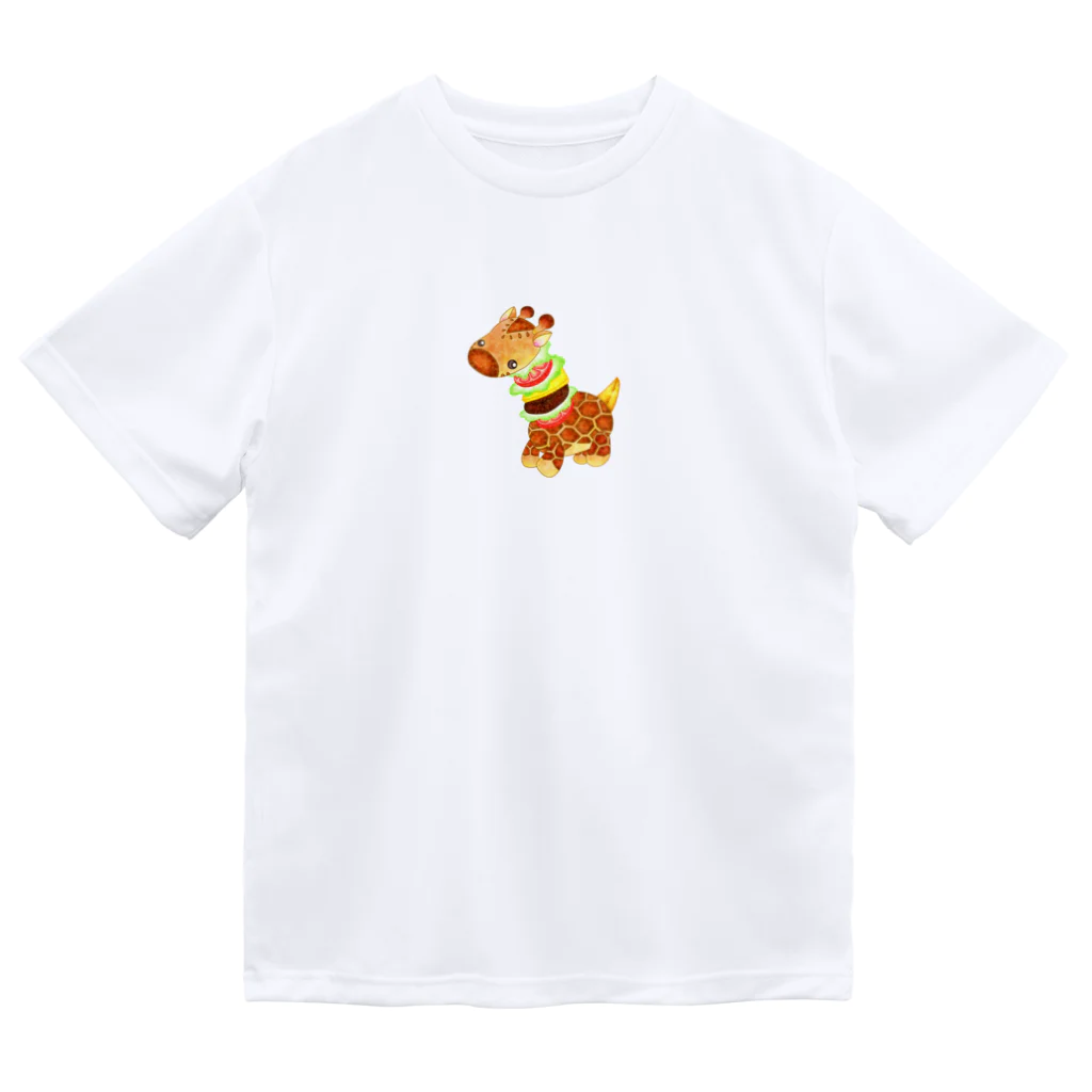 satoayaのアニマルカフェのフードアニマル　キリンバーガー ドライTシャツ