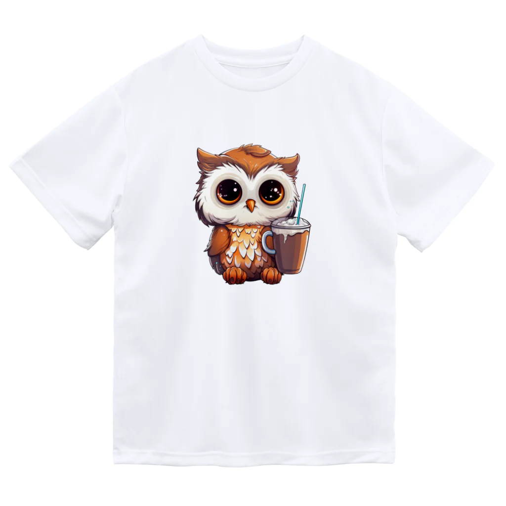 Vasetti_pressのフクロウとコーヒー ドライTシャツ