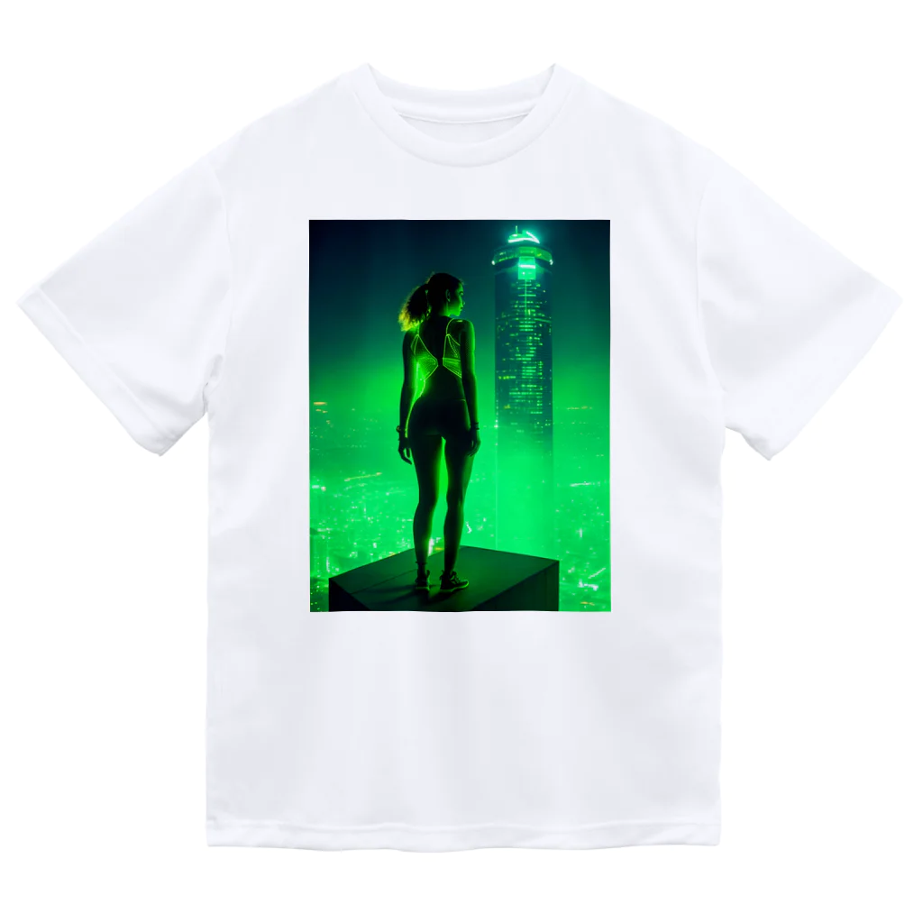 ニットニットの美女✕SF （緑） ドライTシャツ