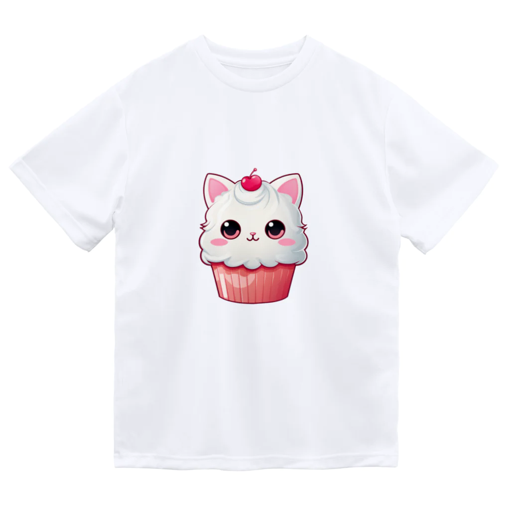 Vasetti_pressのカップケーキの猫ちゃん ドライTシャツ