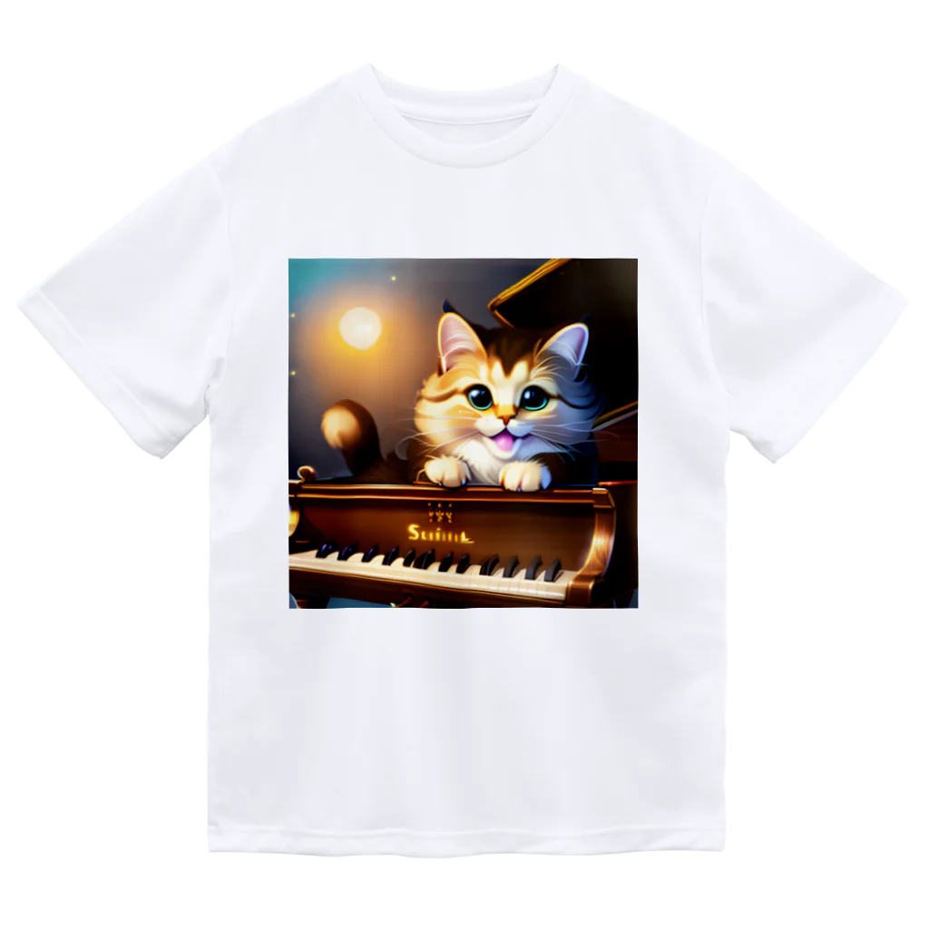 kitten pianistの子猫ピアニスト-1 ドライTシャツ