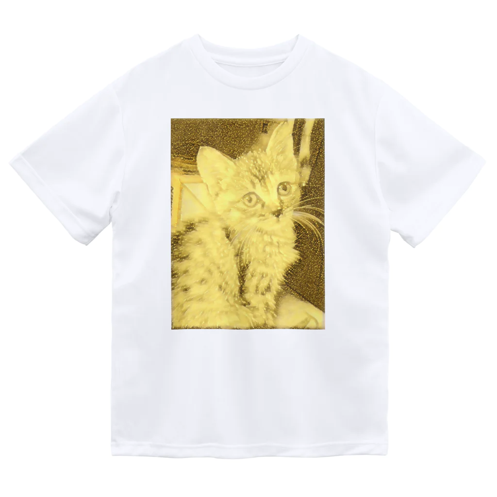 金色猫のキラキラネコ ドライTシャツ