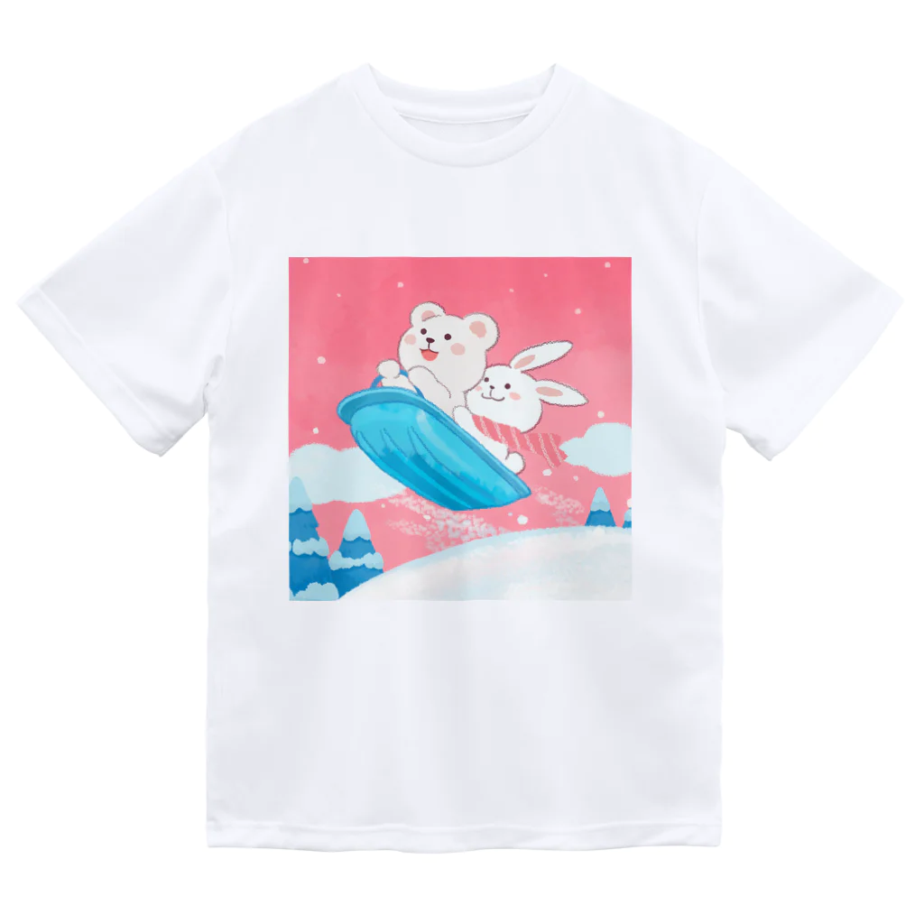 アプリコワークスのくまちゃん・お気に入りのジャンプ場 ドライTシャツ