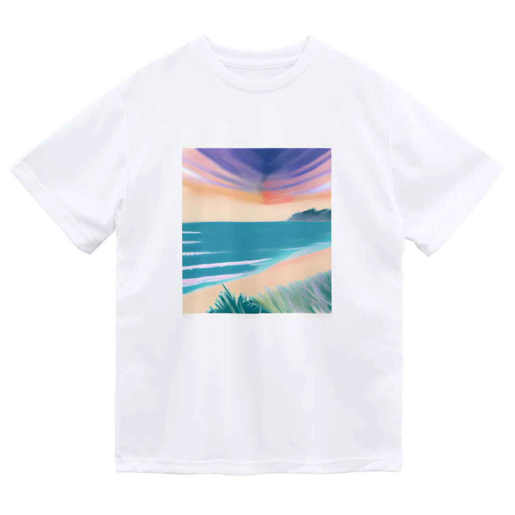 じゆうふぁくとりーの夕暮れの海 ドライTシャツ