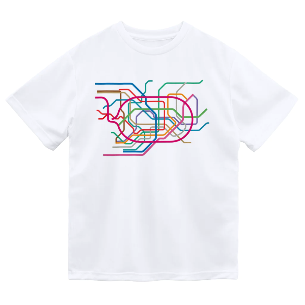 DRIPPEDの東京地下鉄路線図-東京メトロ路線図 ROUTE MAP TOKYO METROPOLITAN AREA- ドライTシャツ