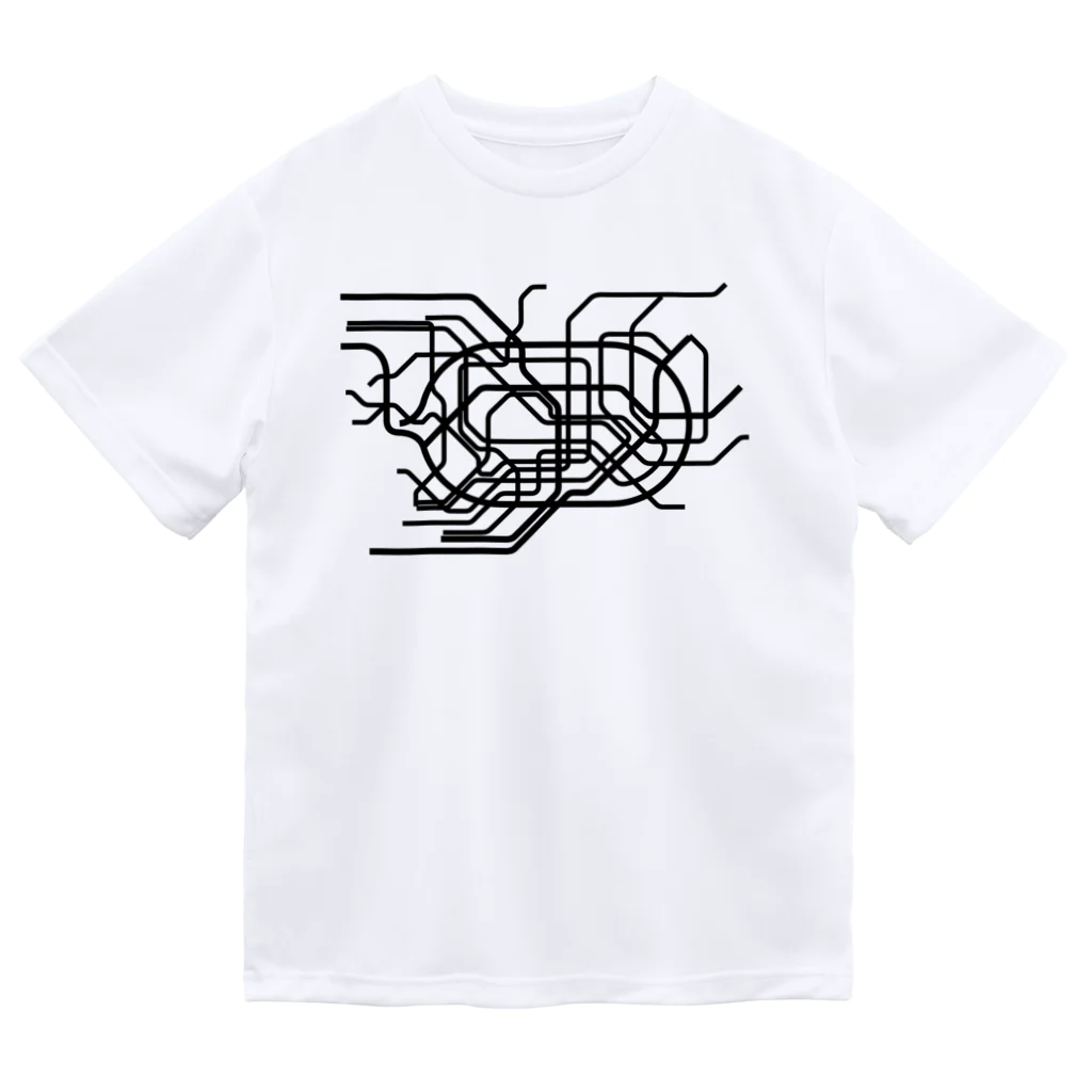 DRIPPEDの東京地下鉄路線図-東京メトロ路線図 ROUTE MAP TOKYO METROPOLITAN AREA-黒ラインバージョン- Dry T-Shirt