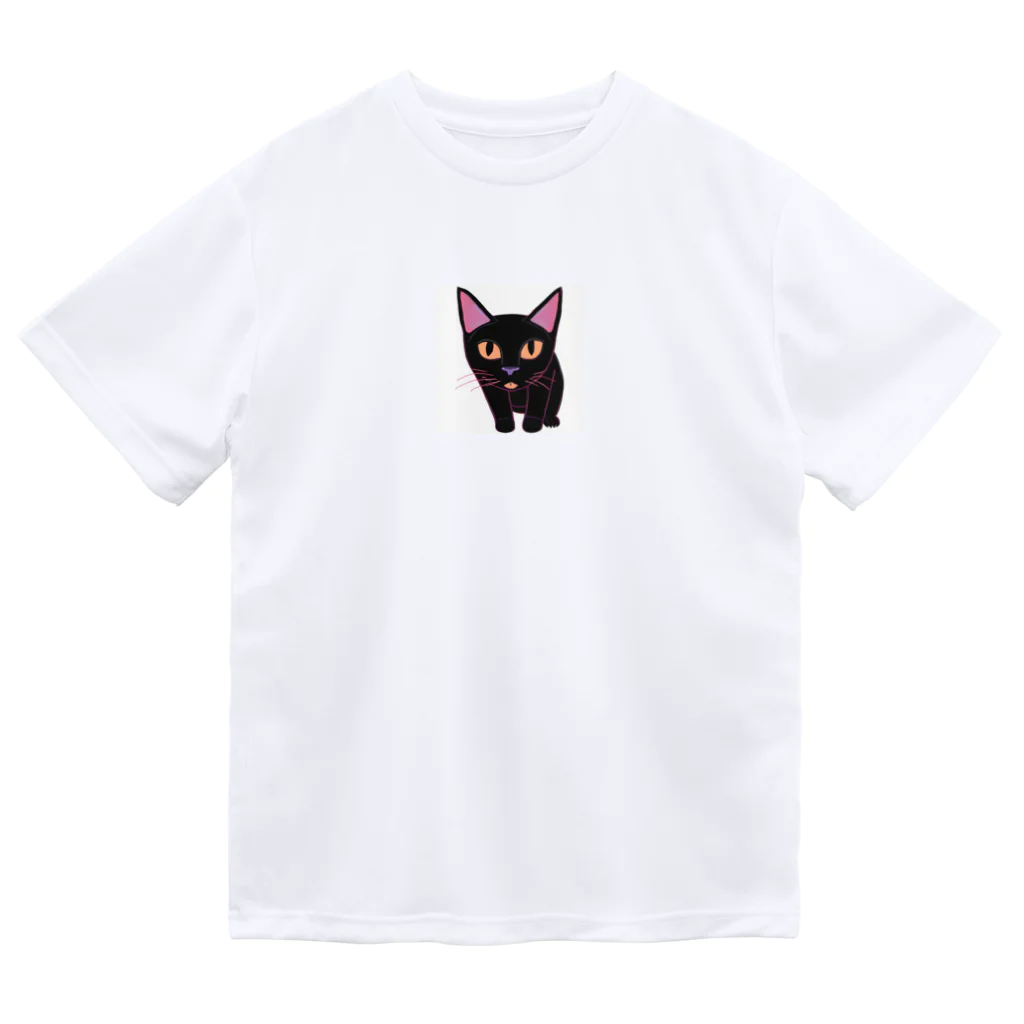 gatto solitario(物寂しげな猫)の黒猫 ドライTシャツ