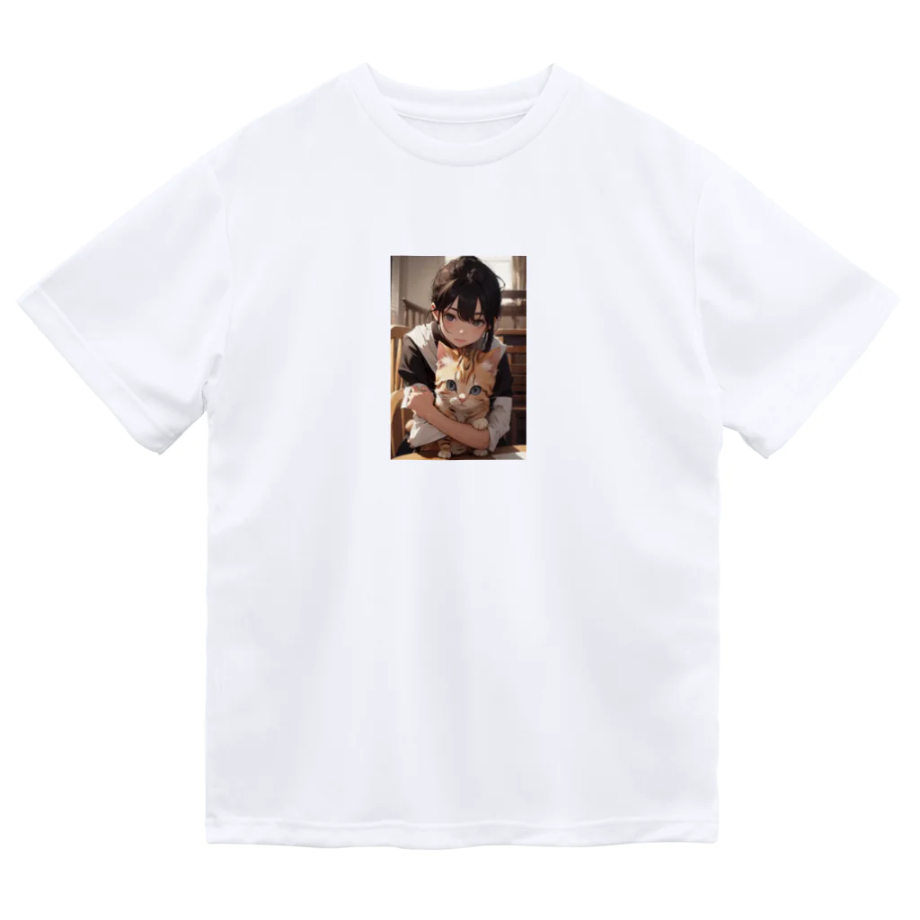 kazu_gのマンチカンを抱く美少女 Dry T-Shirt