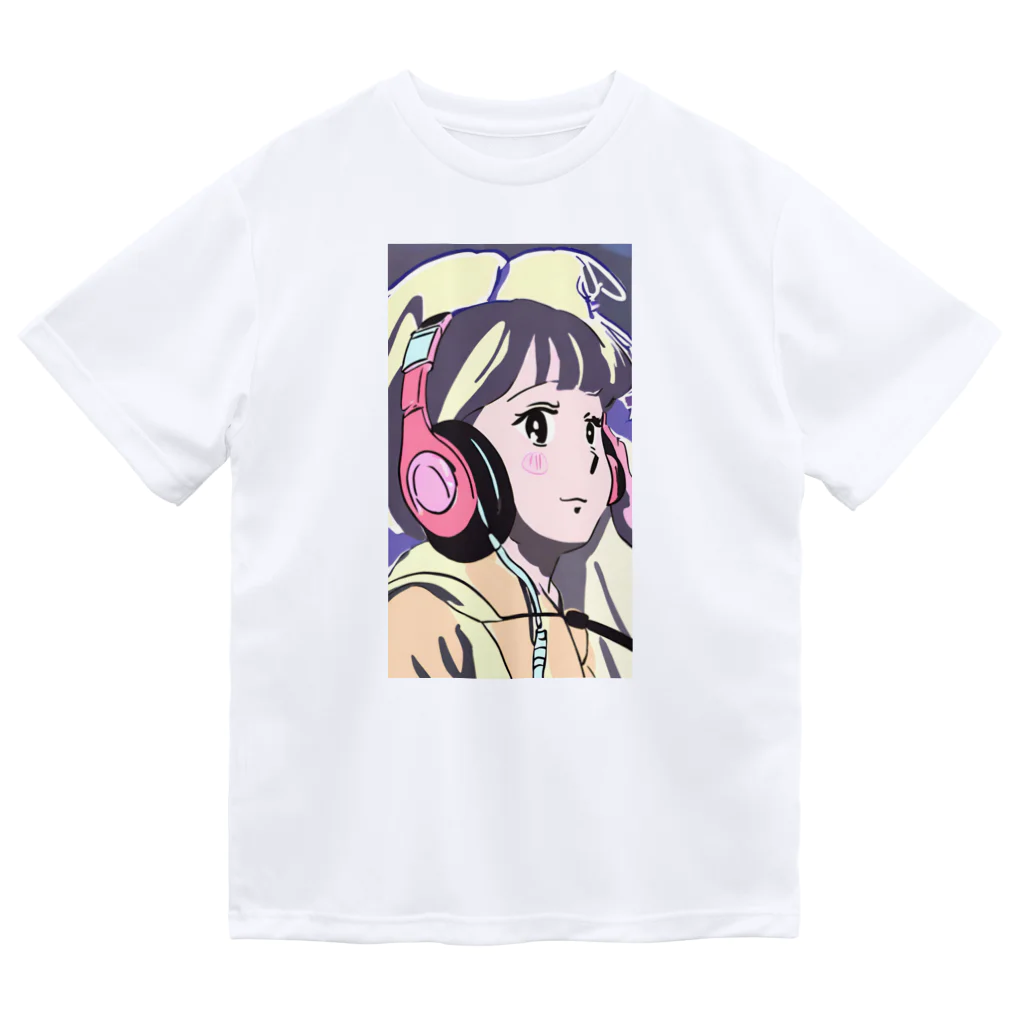 Tsuneのヘッドフォンを付けた女性キャラクターグッズ Dry T-Shirt