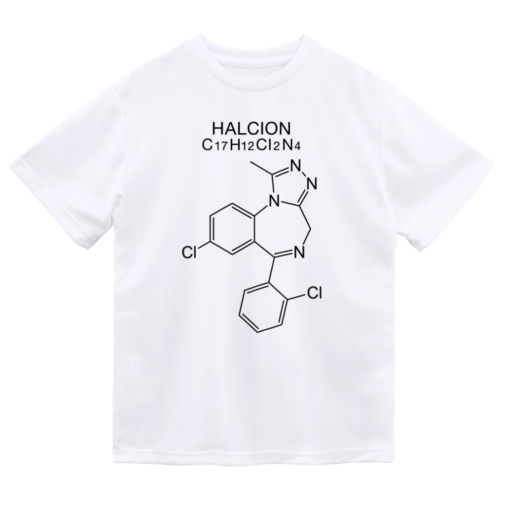 DRIPPEDのHALCION C17H12Cl2N4-ハルシオン-(Triazolam-トリアゾラム-) ドライTシャツ