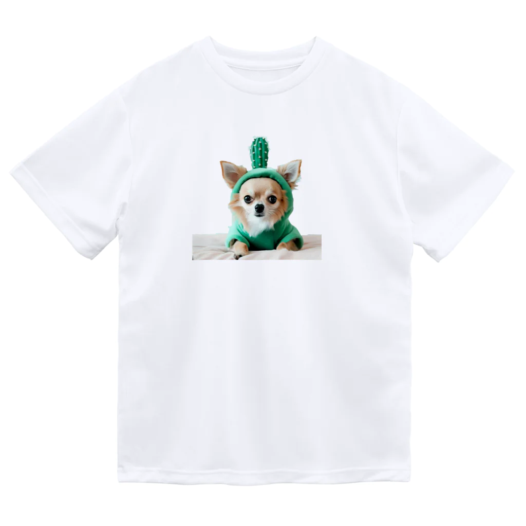 夢キャラSHOPの可愛いチワワ犬（#サボテンコスプレ） ドライTシャツ