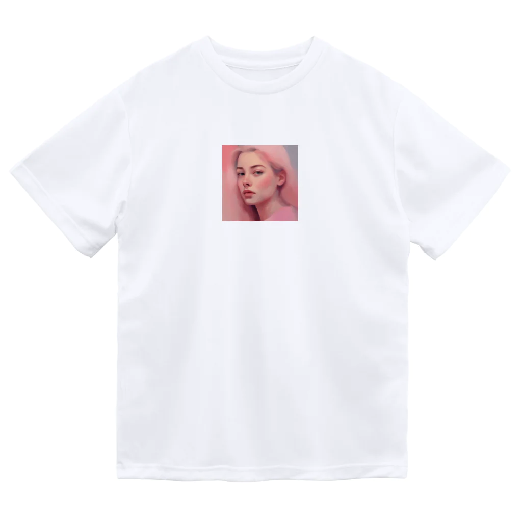 k-famのピンクのチーク美女 ドライTシャツ