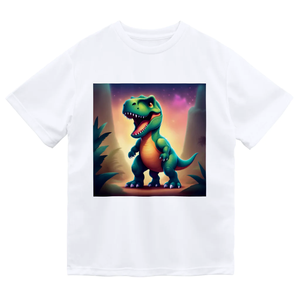 春乃遊羽アイディアイラストショップの可愛いティラノサウルス Dry T-Shirt