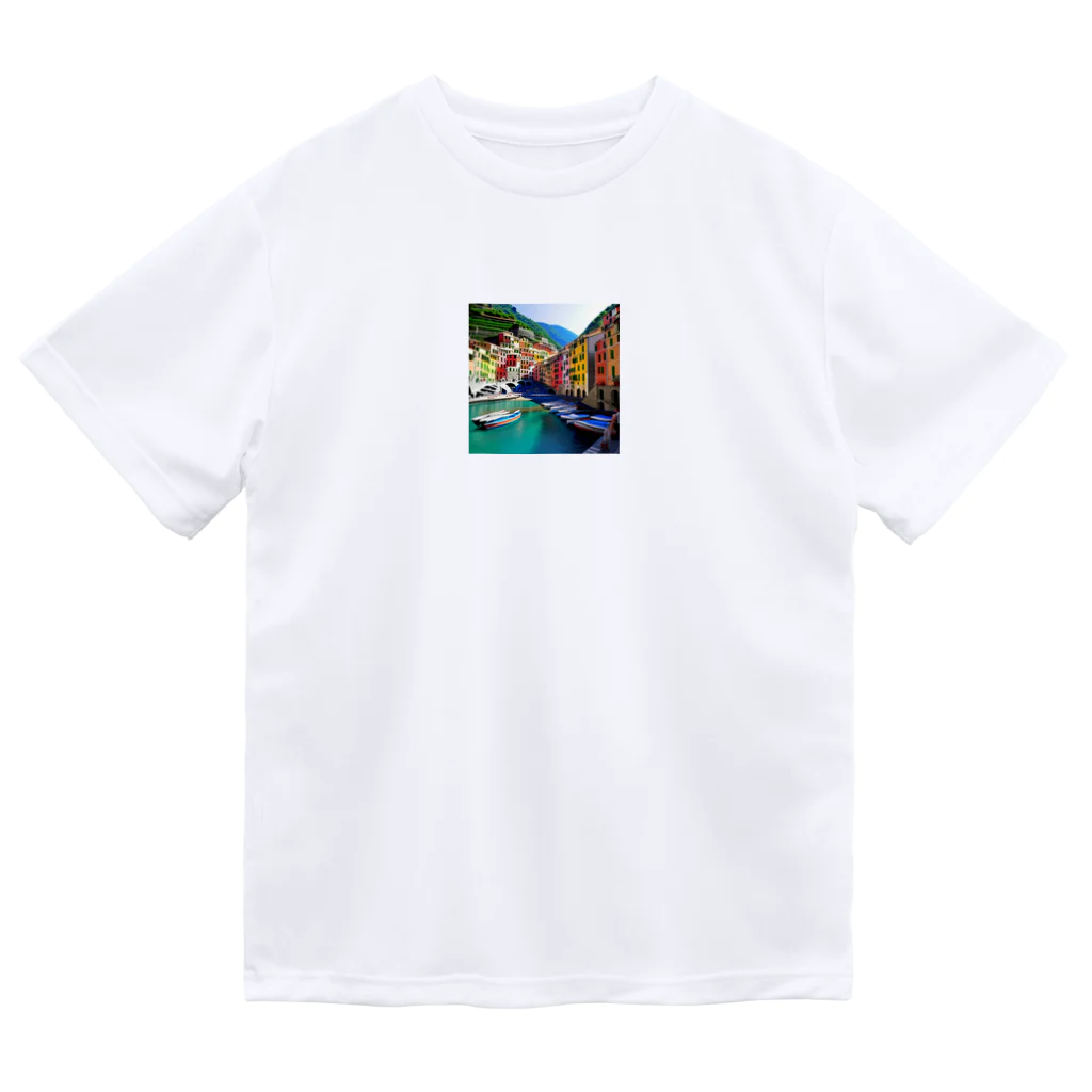 KSK SHOPの絵画のようなチンクエテッレの風景 Dry T-Shirt