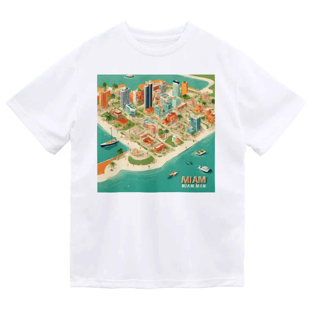 maeken work shopipのマイアミイラスト Dry T-Shirt