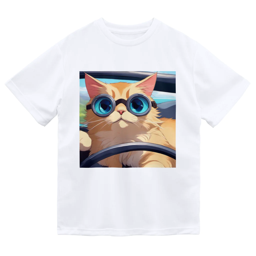 gansohachirokuのオープンカーでドライブしてる猫 ドライTシャツ