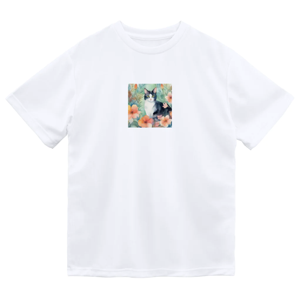 busabusabusaの花と猫 ドライTシャツ