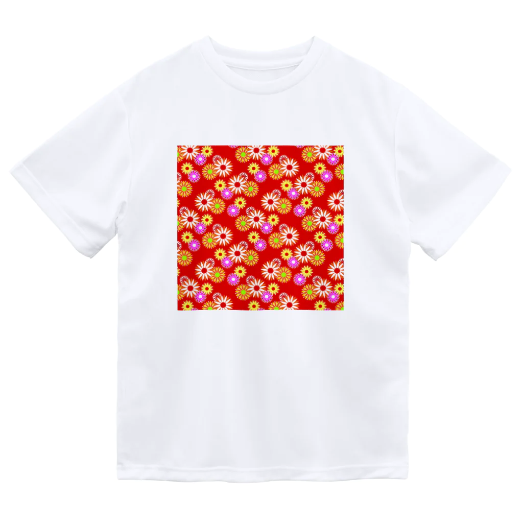 陽向の和風花柄(赤) ドライTシャツ