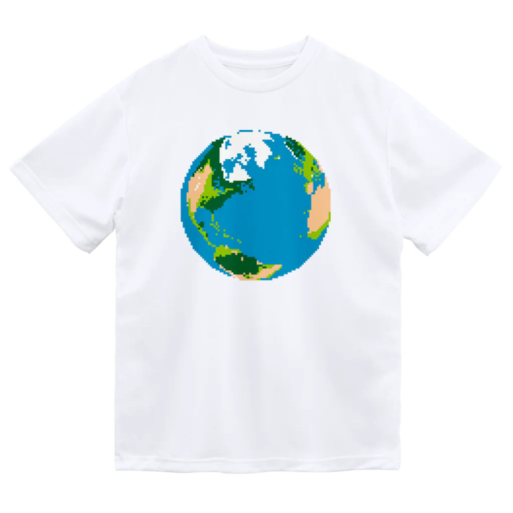 コチ(ボストンテリア)の地球(ドット絵) ドライTシャツ