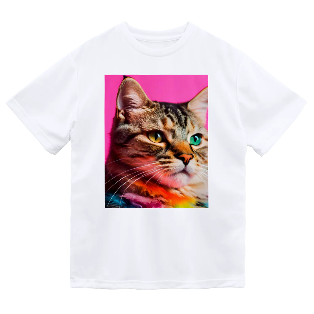 choko＆malonのカラフルな猫 ドライTシャツ