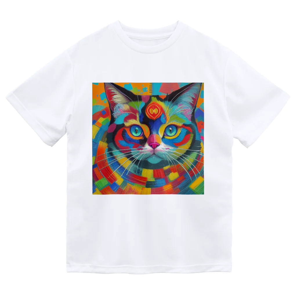 629_CAT_ARTのカラフルキャット ドライTシャツ