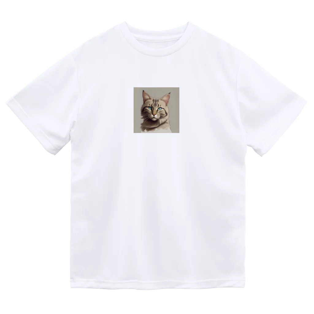 うねうねキャッチのエレガントなネコ Dry T-Shirt