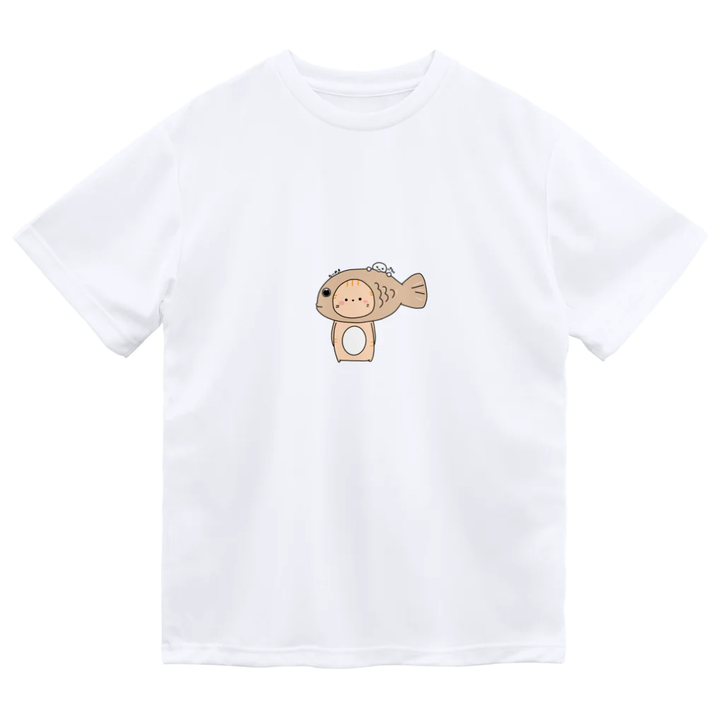 ama_mimi8のたいやきをかぶるねこ ドライTシャツ