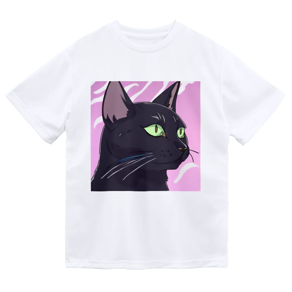 73GTCのかっこいい黒猫3 ドライTシャツ