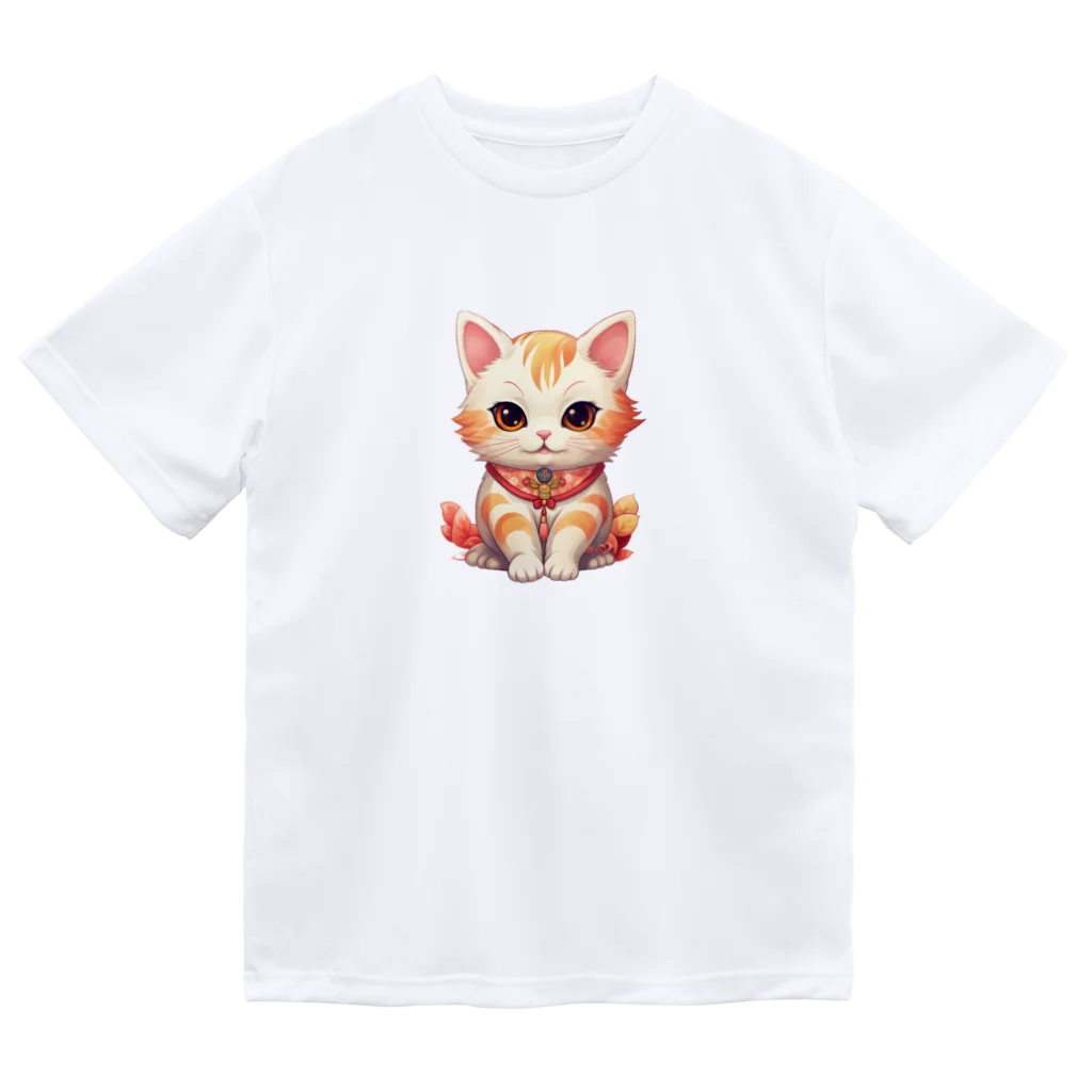 日向ぼっこの縁起猫 ドライTシャツ