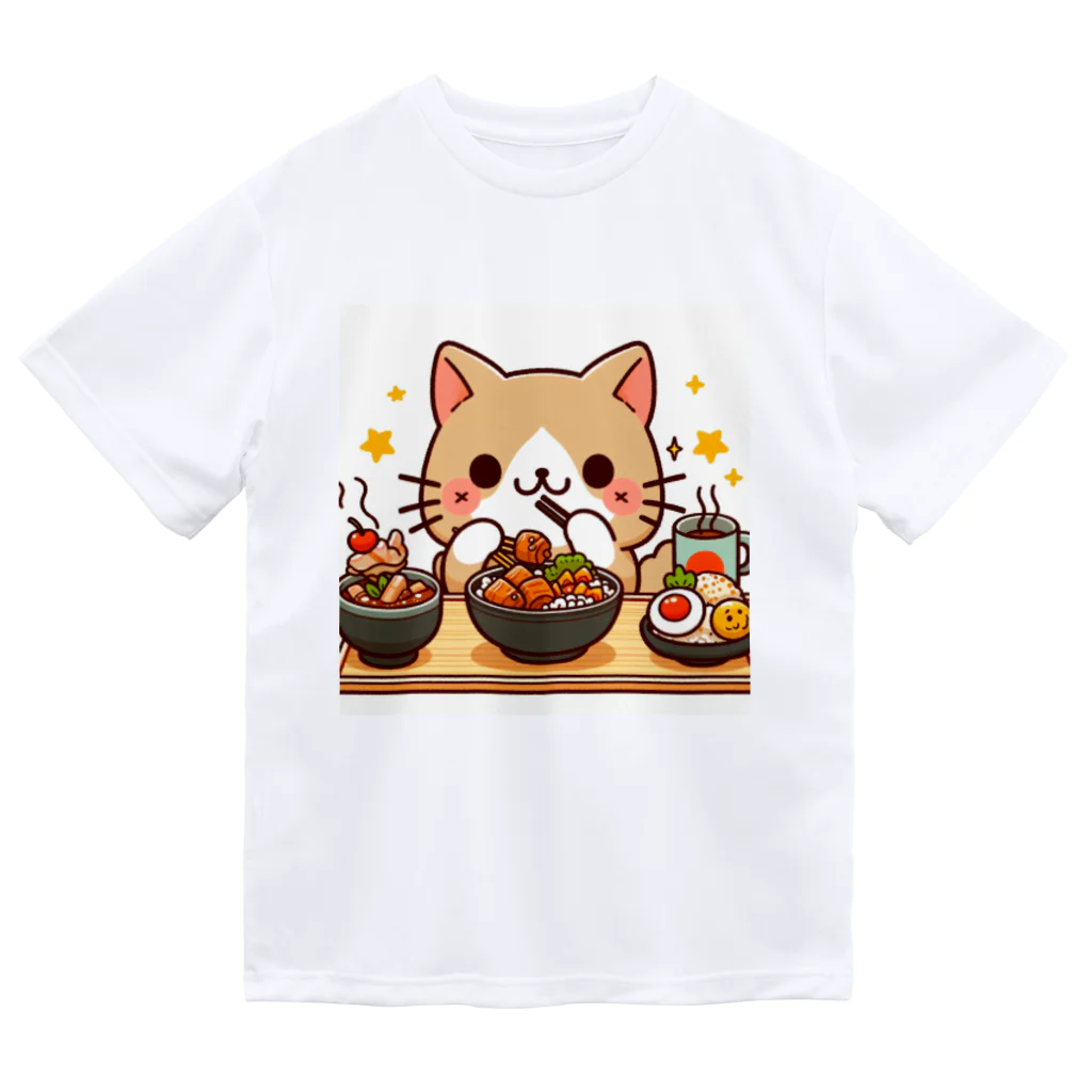 zuuu-の☆食いしん坊にゃんこ☆ ドライTシャツ