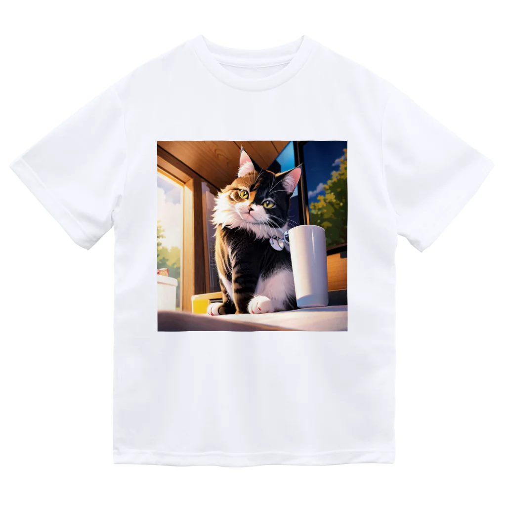 D-aerialの猫のイラスト Dry T-Shirt