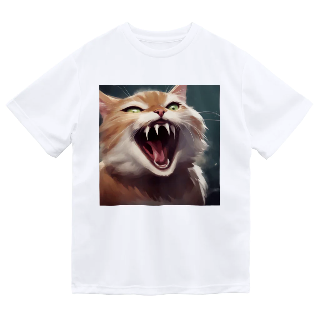 oekakishopのシャーッする猫 ドライTシャツ