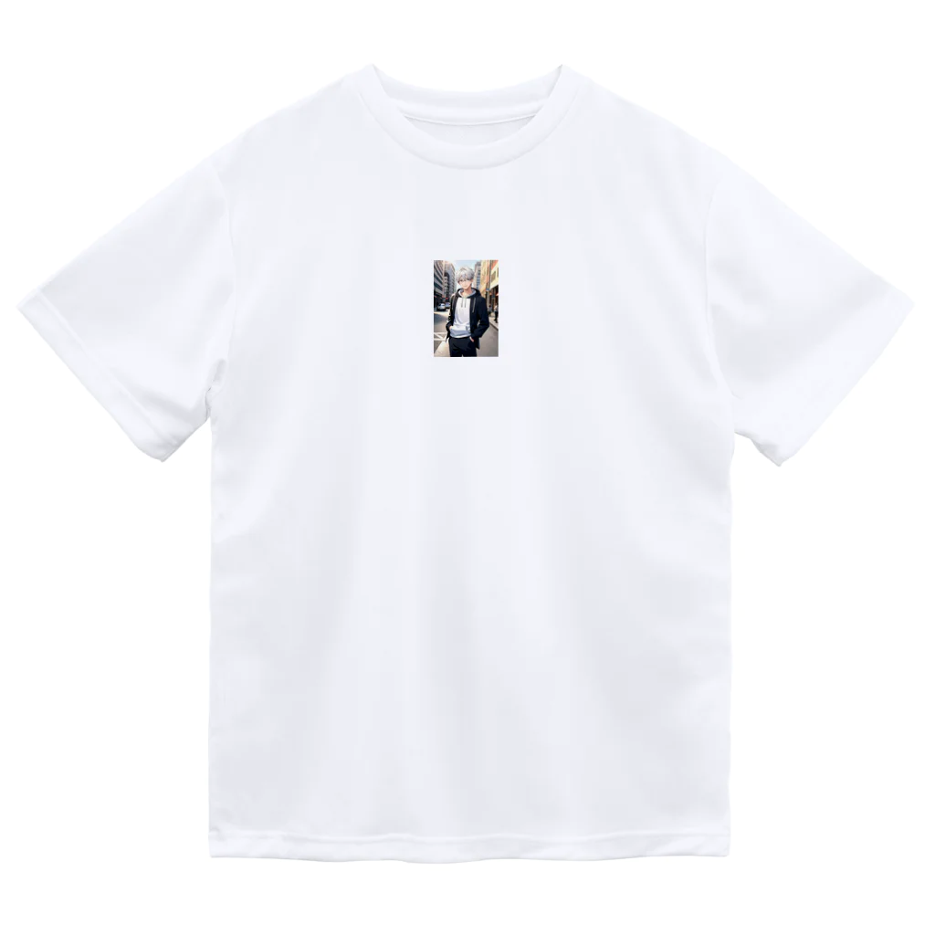 ほっこりアニメマートの白髪メガネ男子 Dry T-Shirt