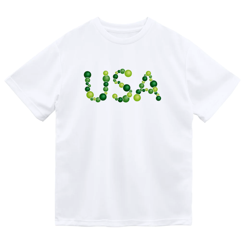 junichi-goodsのバルーン文字「USA」（緑色系） Dry T-Shirt