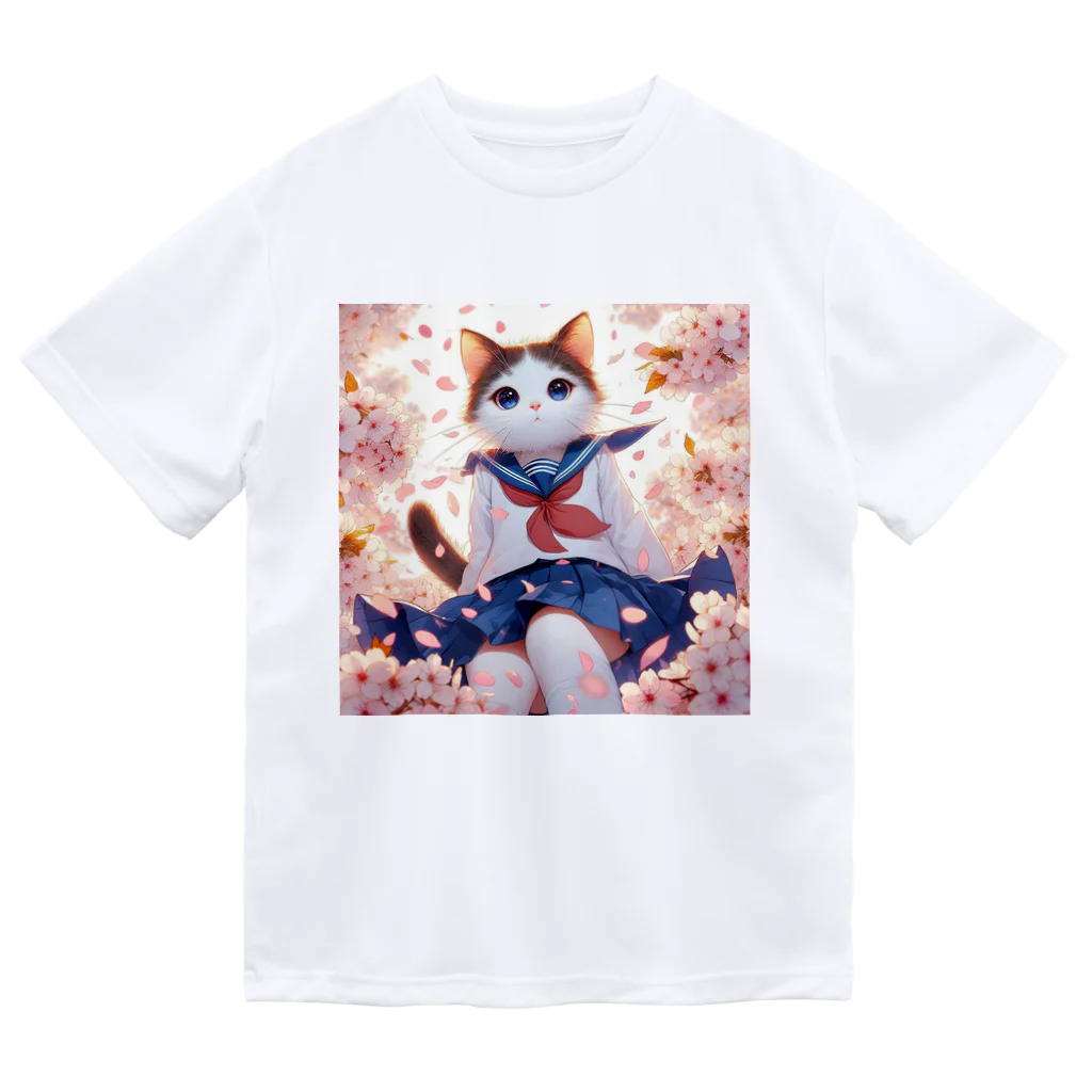 ParadigmStar　パラダイムスターの桜咲く華の学生猫 sakura ドライTシャツ